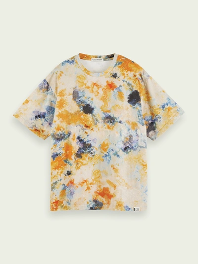 Shop Scotch & Soda Tie-dyed Short Sleeve Cotton T-shirt In Multicolour