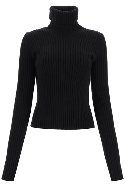 Shop Bottega Veneta Ribbed High Neck Sweater In Black