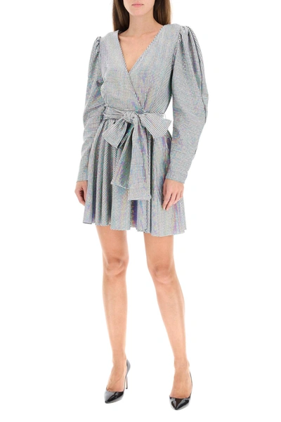 Shop Msgm Mini Dress With Iridescent Facets In Silver