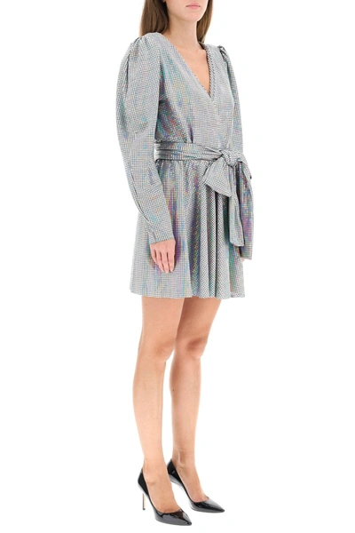 Shop Msgm Mini Dress With Iridescent Facets In Silver