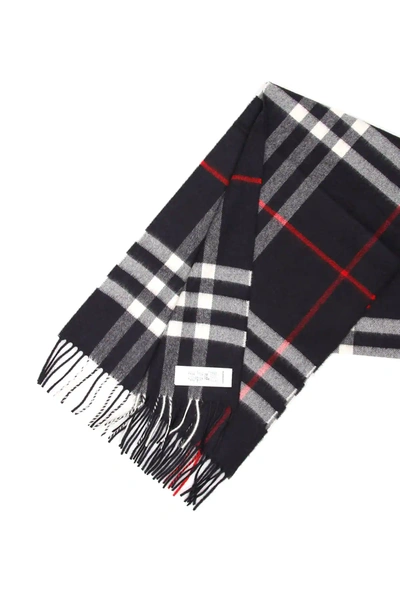Shop Burberry Giant Check Scarf In White,red,blue