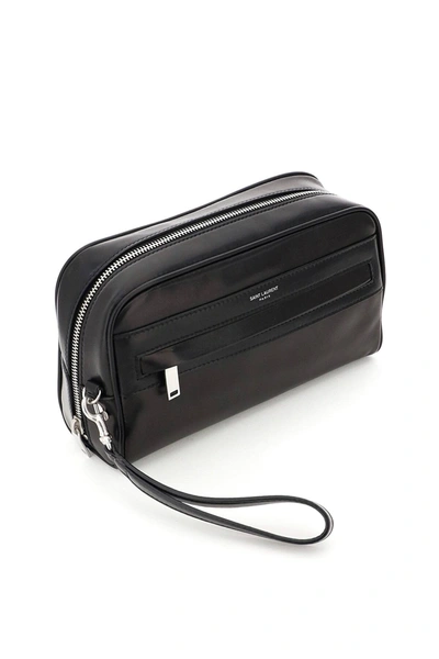 Shop Saint Laurent Pouch Room In Leather In Black