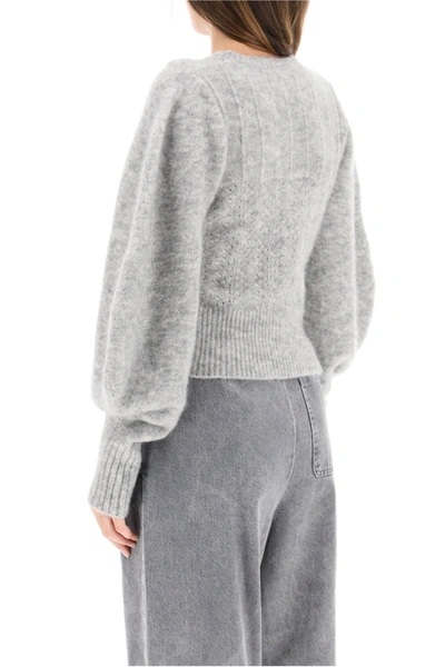 Shop Wandering Sweater With Balloon Sleeves In Grey