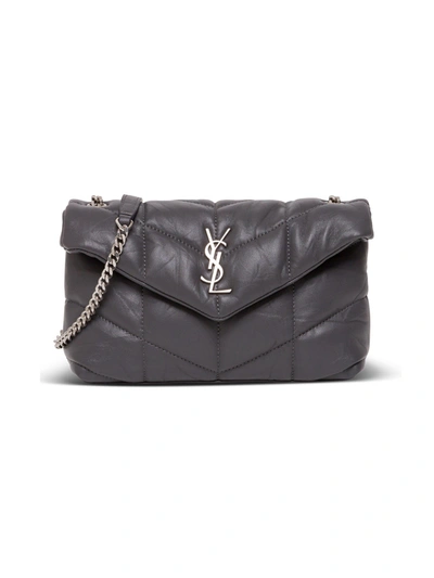 Shop Saint Laurent Loulou Puffer Toy Crossbody Bag In Quilted Leather In Grey