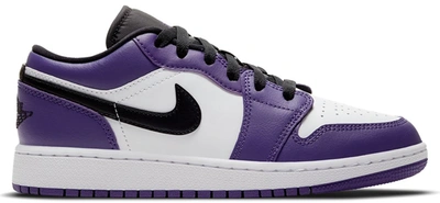 Pre-owned Jordan 1 Low Court Purple White (gs) In Court Purple/black-white