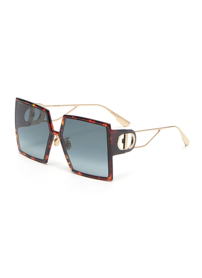 Shop Dior '30montaigne' Oversized Square Tortoiseshell Effect Sunglasses In Brown