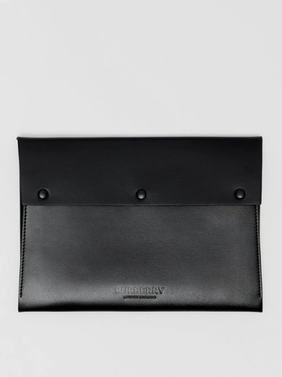 Shop Burberry Large Suede And Leather Envelope Pouch In Black