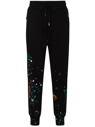 Shop Dolce & Gabbana Paint Splatter Track Pants In Black