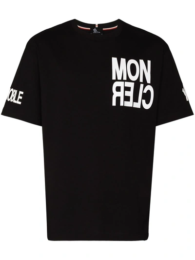 Shop Moncler Lettering Logo Print T-shirt In Black
