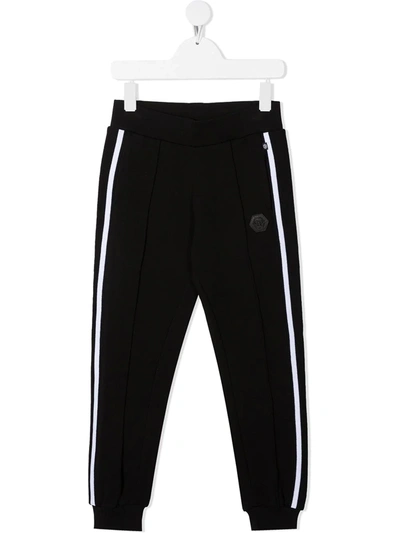 Shop Philipp Plein Junior Stripe-side Track Pants In Black
