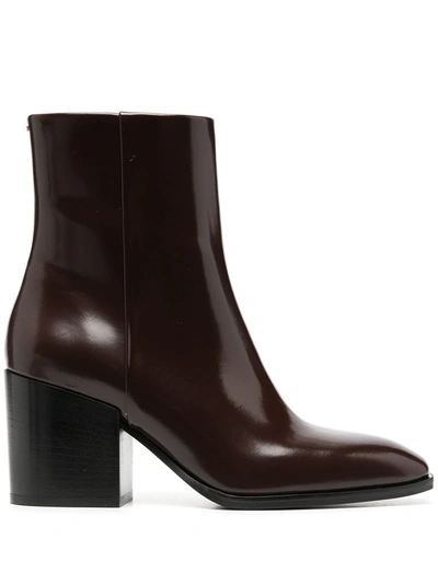 Shop Aeyde Leandra Zip-up Leather Boots In Brown