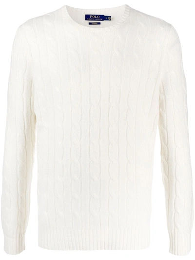 Shop Polo Ralph Lauren Cable-knit Cashmere Jumper In White