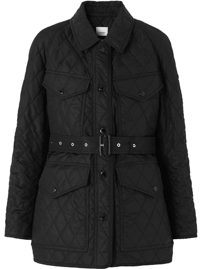 Shop Burberry Diamond Quilted Field Jacket In Black