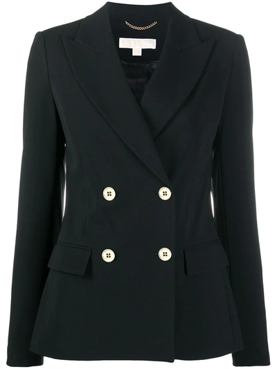 Shop Michael Michael Kors Double-breasted Fitted Blazer In Black