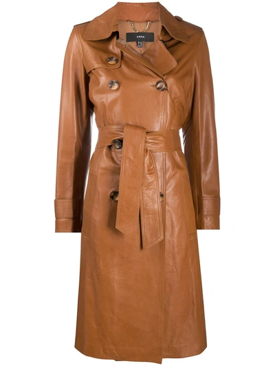 Shop Arma Double-breasted Trench Coat In Brown