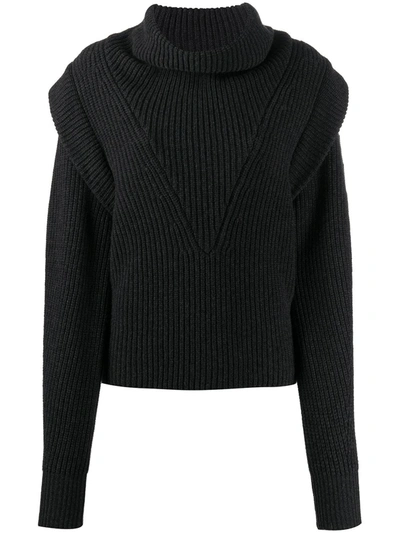 Shop Isabel Marant Turtleneck Ribbed Knit Jumper In Grey