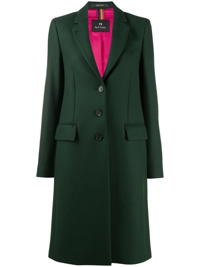 Shop Ps By Paul Smith Epsom Fitted Coat In Green
