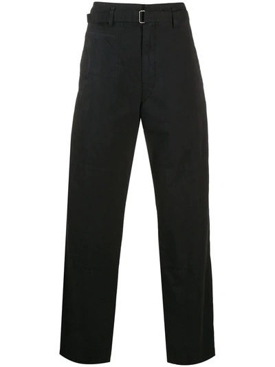 Shop Lemaire High-waisted Loose Fit Trousers In Black