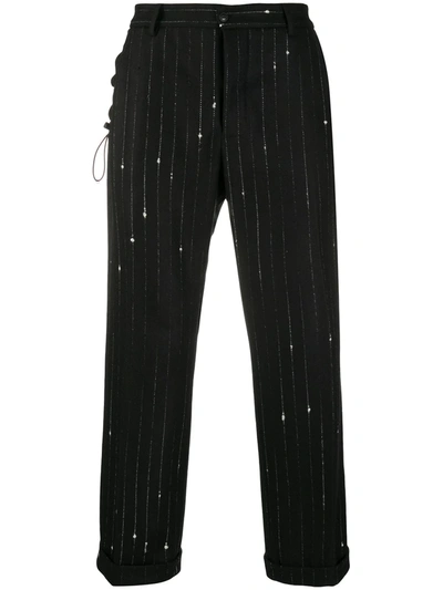 Shop Corelate Striped Straight-leg Trousers In Black