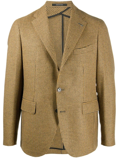 Shop Tagliatore Houndstooth Single-breasted Blazer In Yellow