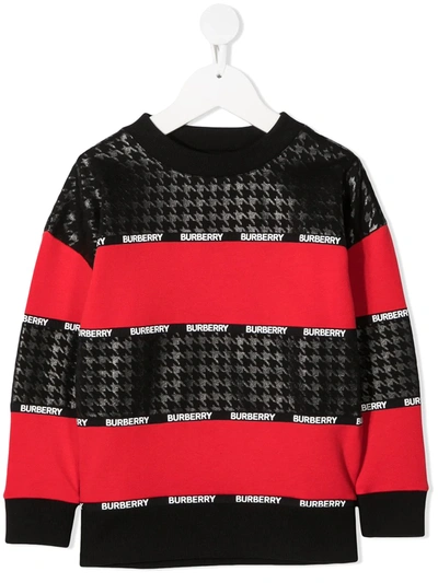 Shop Burberry Sweatshirt Mit Fischgrätenmuster In Red