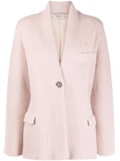 Shop Laneus Fuzzy Blazer-style Cardigan In Pink