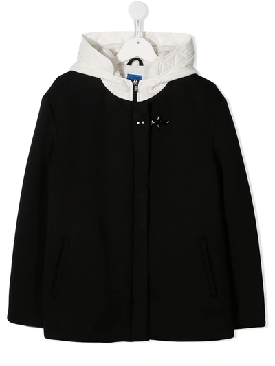 Shop Fay Teen Colour-block Hooded Jacket In Black