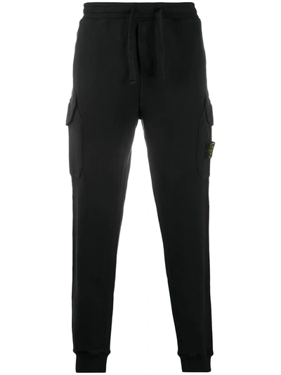 Shop Stone Island Logo Patch Track Pants In Black