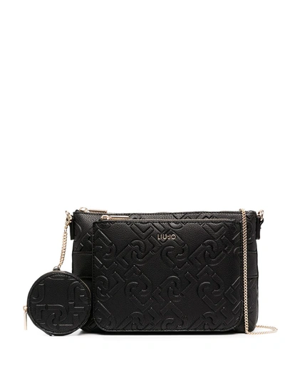 Shop Liu •jo Embossed Logo Clutch Bag In Black