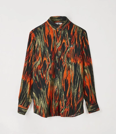 Shop Vivienne Westwood Two Button Krall Shirt Flames Print In Orange