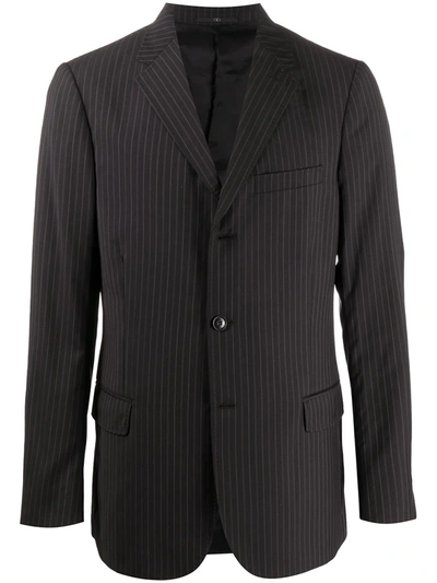 Pre-owned Valentino 2000s Pinstripe Single-breasted Blazer In Black