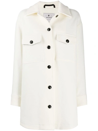 Shop Woolrich Fringe Sleeve Coat In White