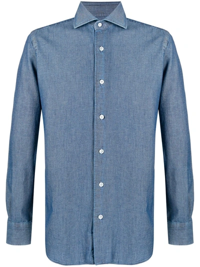 Shop Barba Classic Button-up Shirt In Blue