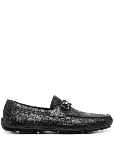 Shop Ferragamo Gancini Driver Mocassin In Black