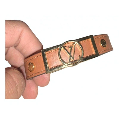 Pre-owned Louis Vuitton Lv Confidential Leather Bracelet In Brown