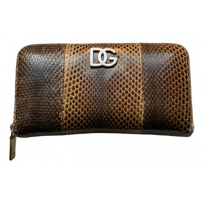 Pre-owned Dolce & Gabbana Brown Python Wallet
