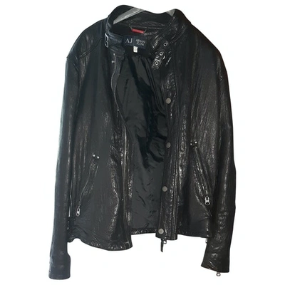 Pre-owned Armani Jeans Leather Jacket In Black