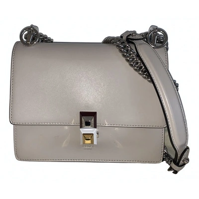 Pre-owned Fendi Kan I Leather Handbag In Grey