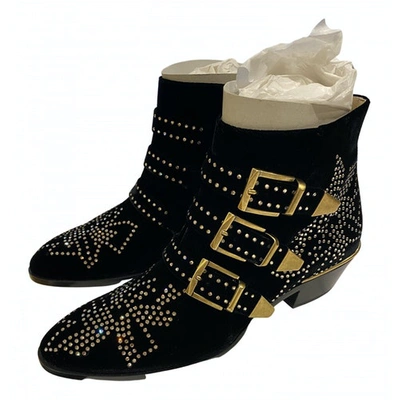 Pre-owned Chloé Susanna Black Velvet Ankle Boots