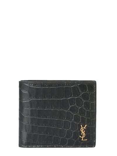 Shop Saint Laurent Monogram East / West Wallet In Nero