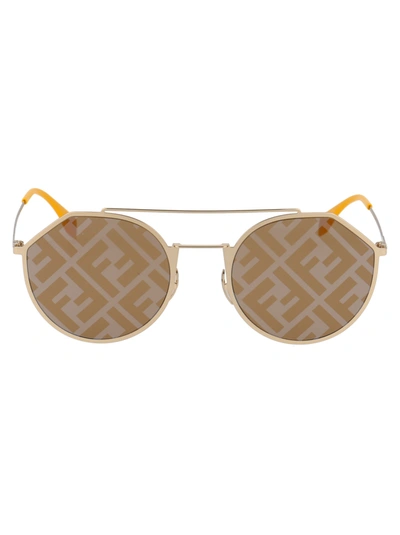 Shop Fendi Ff M0021/s Sunglasses In Dygeb Gold Yell
