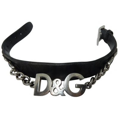 Pre-owned Dolce & Gabbana Leather Bracelet In Black
