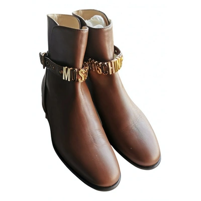Pre-owned Moschino Brown Leather Boots