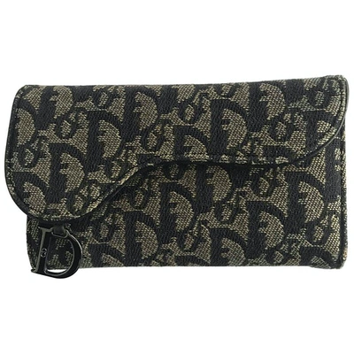 Pre-owned Dior Saddle Cloth Wallet In Black