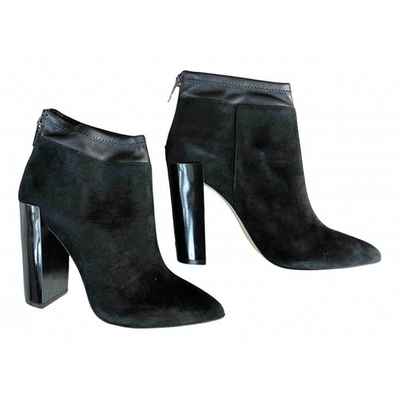 Pre-owned Saks Fifth Avenue Black Suede Ankle Boots