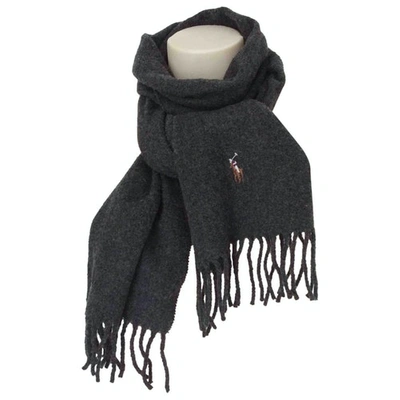 Pre-owned Polo Ralph Lauren Anthracite Wool Scarf