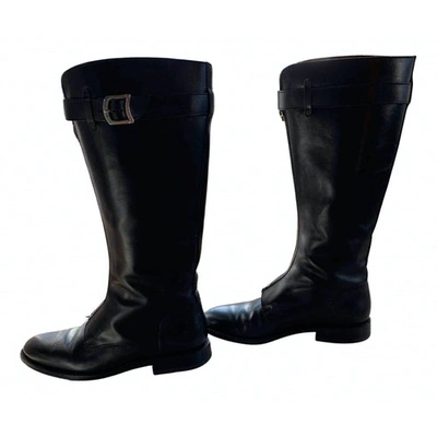 Pre-owned Charles Jourdan Leather Riding Boots In Black
