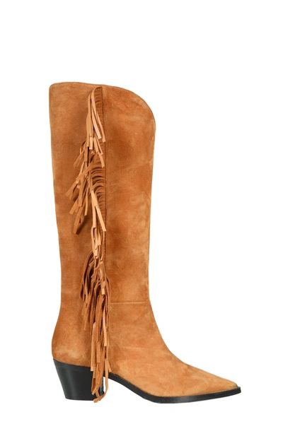 Shop Alchimia Fringed Boots In Cuoio