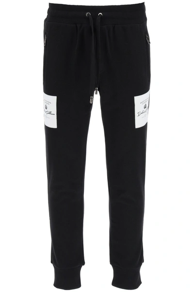 Shop Dolce & Gabbana Sweatpants Logo Patches In Nero (black)