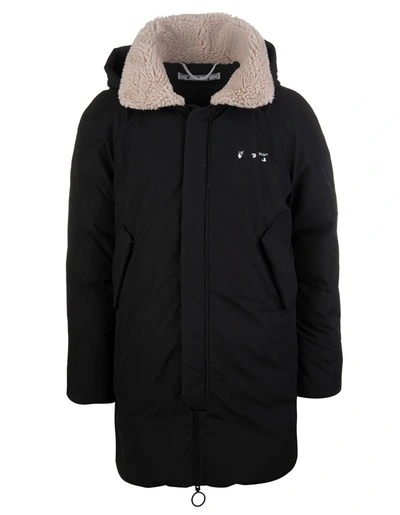 Shop Off-white Man Black Parka With Contrast Collar